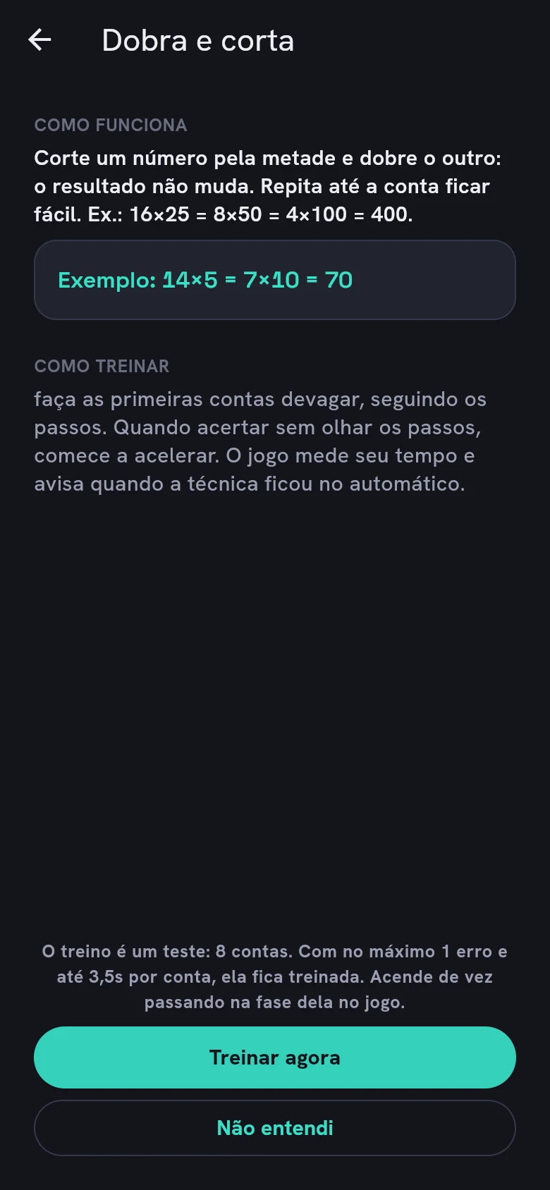Lição real da técnica Dobra e corta no Estalo, com explicação e exemplo.